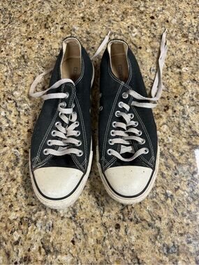 Classic Black Canvas Sneakers with White Toe - Unbranded